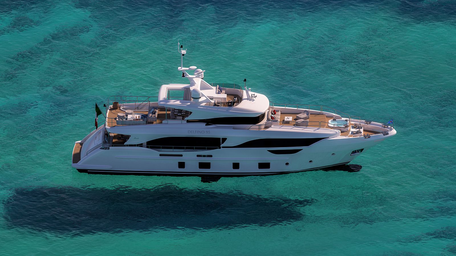 Yate Benetti Delfino 95 en el agua